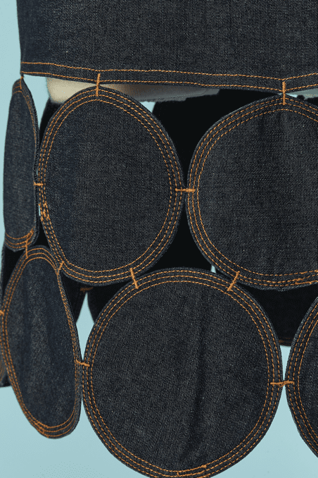 Jupe patchwork en denim bleu MOSCHINO Jeans – Image 2