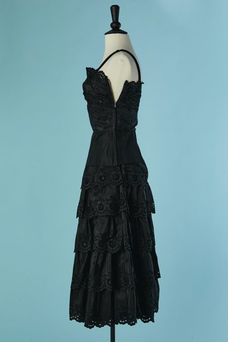 Ensemble du soir 1950 en faille noire brodée – Image 5