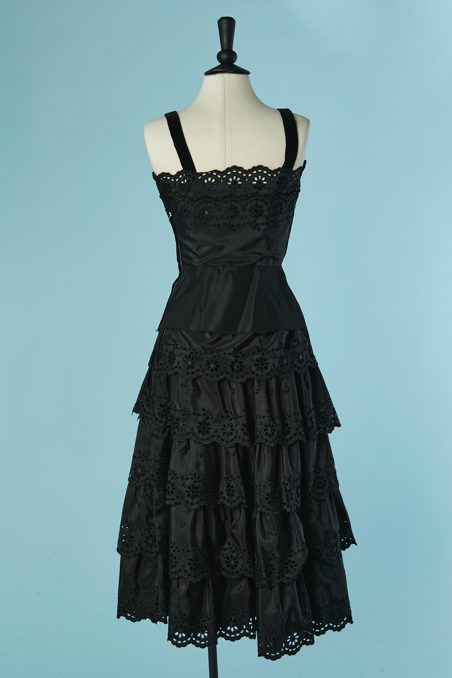 Ensemble du soir 1950 en faille noire brodée – Image 6