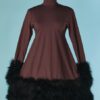 C3156-Robe-Chantal-Thomass-en-polyester-marron-elastane-et-marabout-noir-t38