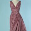 C3189-Robe-de-cocktail-1950-en-faille-de-soie-parme-plisse-boule-t36