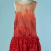 C3229-Robe-Giambatista-Valli-en-soie-rouge-imprime-plumes-et-multivolants-T40
