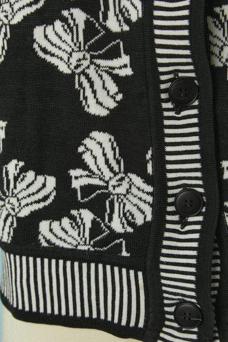 Gilet Saint Laurent noir jacquard de nœuds blancs – Image 3