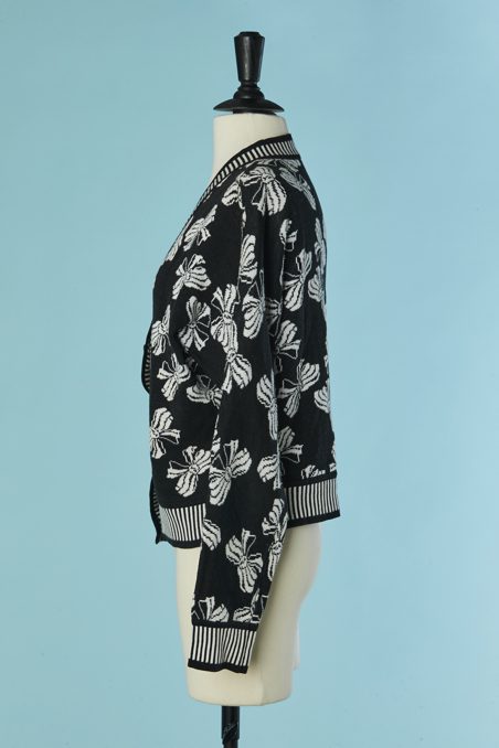 Gilet Saint Laurent noir jacquard de nœuds blancs – Image 4