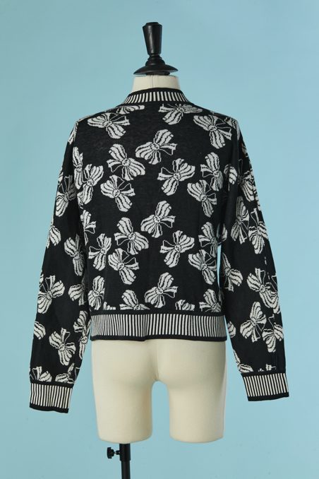 Gilet Saint Laurent noir jacquard de nœuds blancs – Image 5