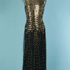 C3251-Robe-longue-Alberta-Ferreti-en-tulle-noir-brodee-de-paillettes-en-metal-dore-t40
