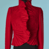 C3252-Veste-Valentino-en-soie-rouge-col-plisse-eventail-t38