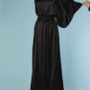 C3570-Robe-longue-Christian-Dior-en-satin-noir-avec-tresses-epaule-t40-05