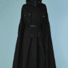 C3577-Cape-longue-Christian-Dior-avec-capuche-en-coton-noir-a-pressions-tU-01