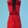 C3756-Robe-militaire-Kenzo-en-coton-et-filet-rouge-orange-t38-01