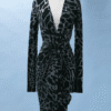 C3865-Robe-Alexandre-Vauthier-en-jersey-noir-strasse-argent-et-noir-manches-longues-plisse-et-drape-devant-t36-001