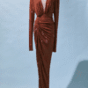 C3878-Robe-longue-Alexandre-Vauthier-en-jersey-marron-recouvert-de-strass-drape-hanches-t36-001