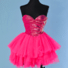 C3899-Mini-robe-Alexandre-Vauthier-rose-fluo-recouvert-de-micro-paillettes-roses-volants-de-tulle-t-32-003