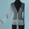 B8293-1200E-Gilet-Loris-Azzaro-en-maille-lurex-bleu-et-argent-avec-chainettes-t38