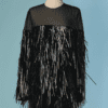 C4351-Mini-robe-Alexandre-Vauthier-polyester-et-voile-noir-recouverte-de-longues-paillettes-T40