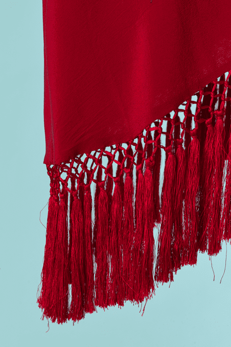 Jupe asymétrique Lolita Lempicka en soie rouge brodée – Image 5