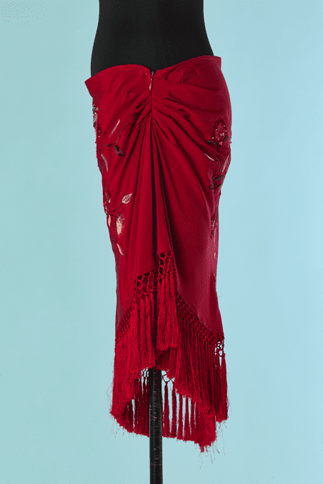 Jupe asymétrique Lolita Lempicka en soie rouge brodée – Image 6
