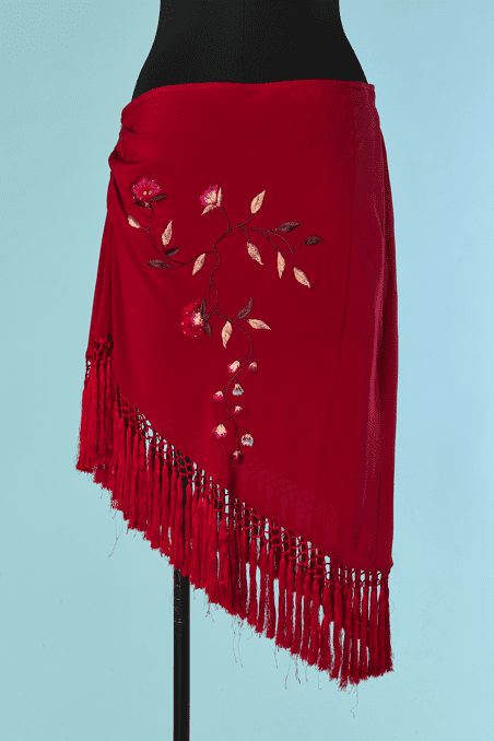 Jupe asymétrique Lolita Lempicka en soie rouge brodée – Image 7