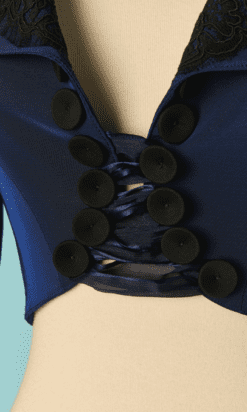 Alternative view of Spencer Lolita Lempicka bleu nuit et guipure noire