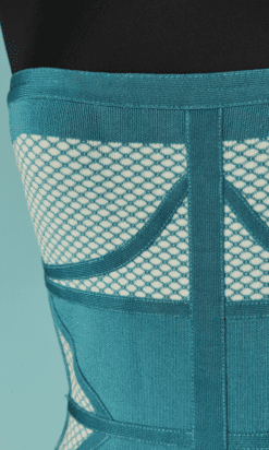 Alternative view of Robe bustier Hervé Léger stretch turquoise et blanc