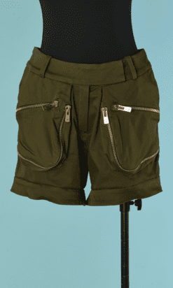 C8155-Short-Alexandre-Vauthier-couture-coton-kaki-poches-fermeture-eclair-T38-40