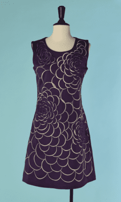 C8156-Robe-Chloe-polyester-violet-broderies-beige-dorees-T38