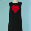 C8160-Robe-Saint-Laurent-en-lainage-noir-avec-coeur-rouge-T40