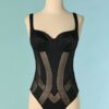 C5697-Mallot-de-bain-1-piece-Gianfranco-Ferre-en-plyamide-et-elasthane-noir-ajoure-T38