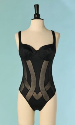 C5697-Mallot-de-bain-1-piece-Gianfranco-Ferre-en-plyamide-et-elasthane-noir-ajoure-T38