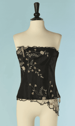 C5786-Bustier-Lolita-Lempicka-soie-noire-recouvert-dun-tulle-brode-de-paillettes-T40