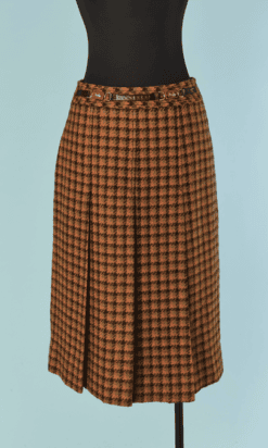 C5789-Jupe-Celine-en-laine-pied-de-oule-marron-vert-orange-T38