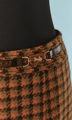 Alternative view of Jupe Céline vintage en laine orange marron et vert
