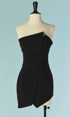 C5814-Robe-bustier-Alexandre-Vauthier-lainage-et-soie-noir-T34-36