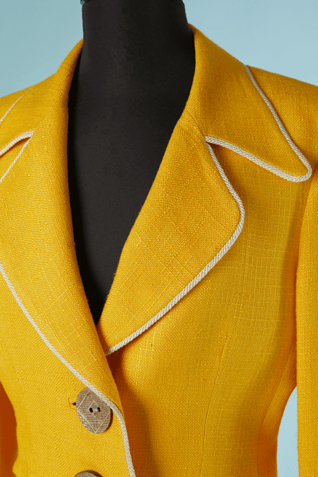 Tailleur Christian Dior vintage en lin jaune – Image 2