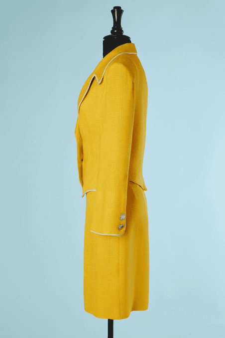Tailleur Christian Dior vintage en lin jaune – Image 5