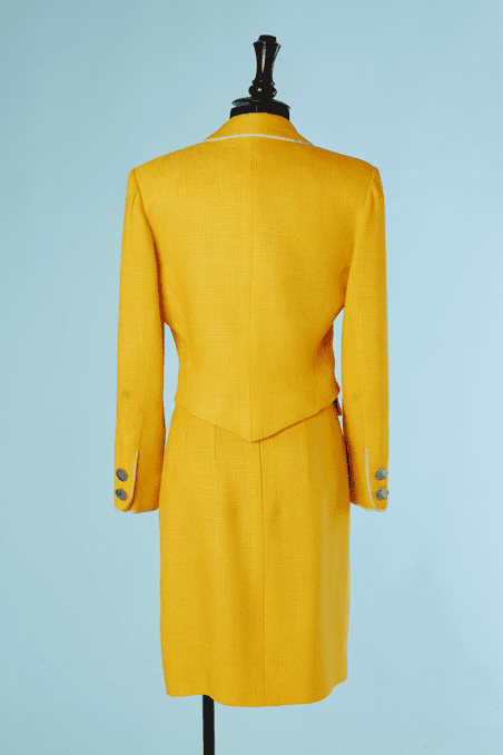 Tailleur Christian Dior vintage en lin jaune – Image 7