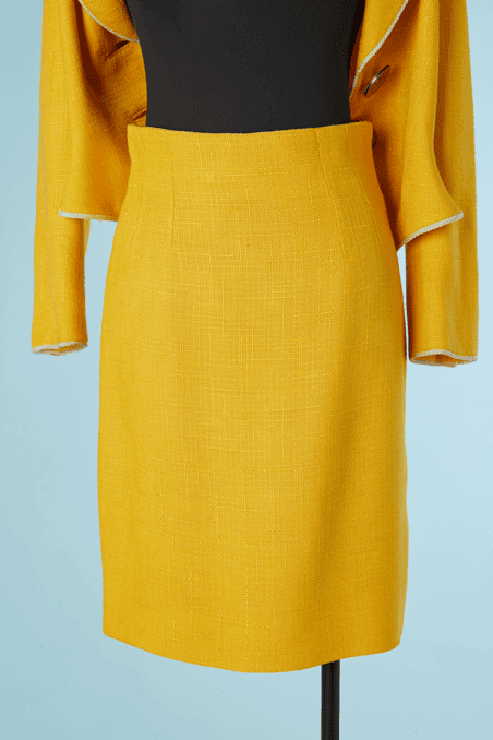 Tailleur Christian Dior vintage en lin jaune – Image 8