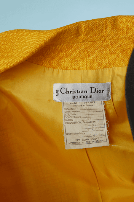 Tailleur Christian Dior vintage en lin jaune – Image 9